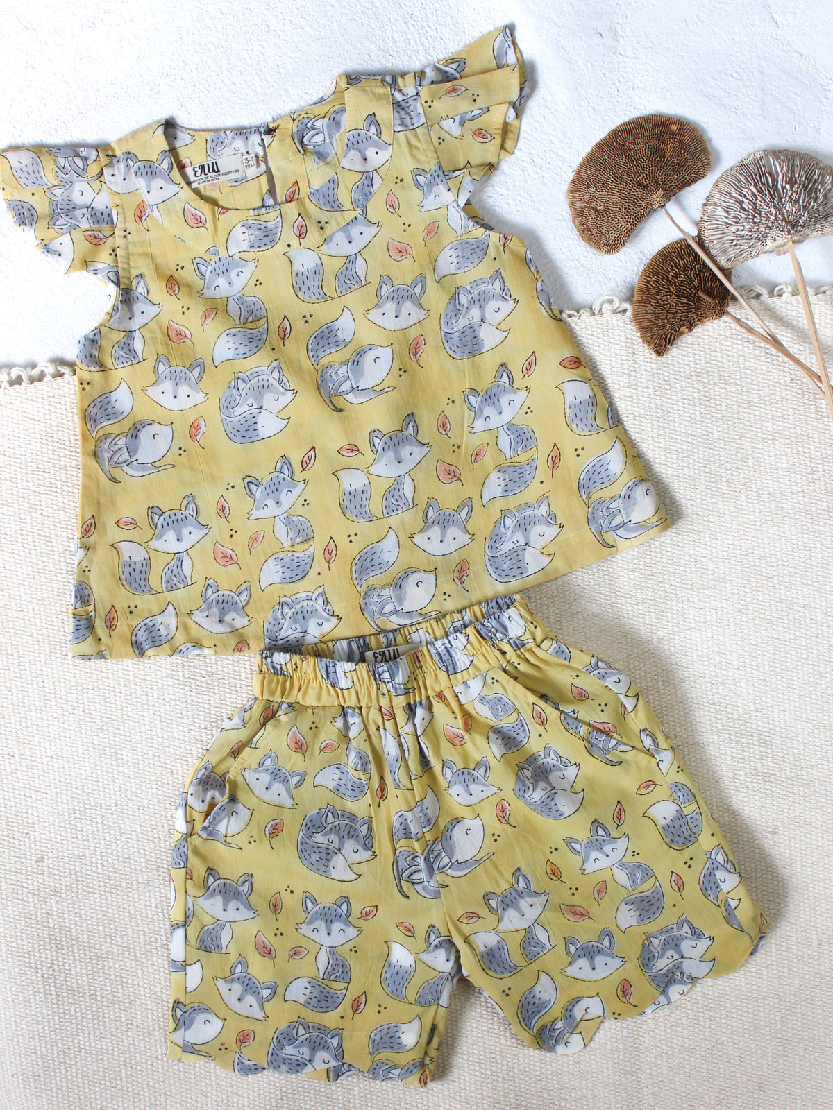 KIDS TOP & SHORT SET FOX DOODLE