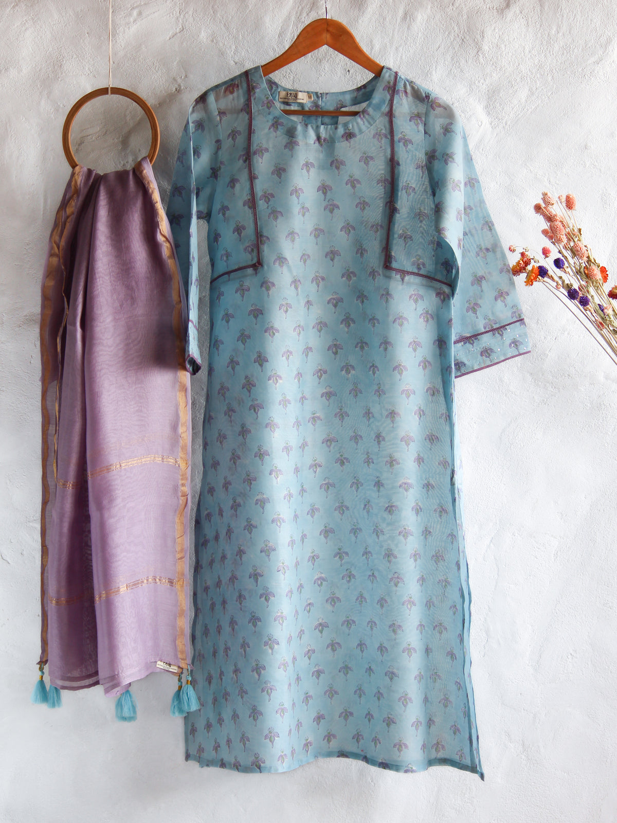 SAPPHIRE - Chanderi Kurta, Pant & Dupatta Set