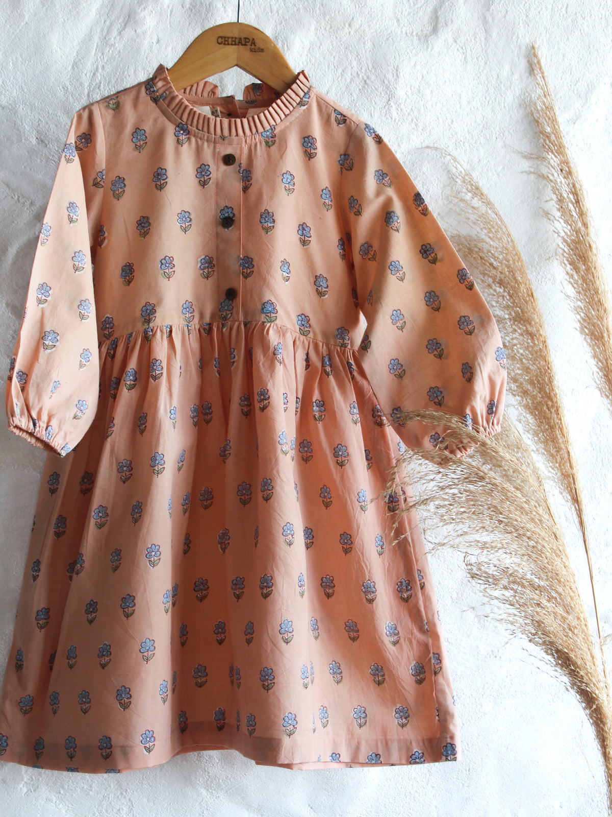 Peach Flower Butti Dress