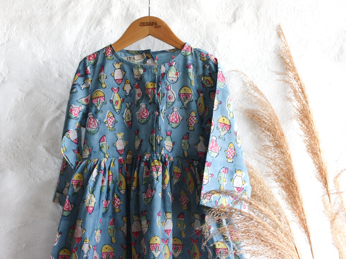 KIDS BLUE FISH DRESS