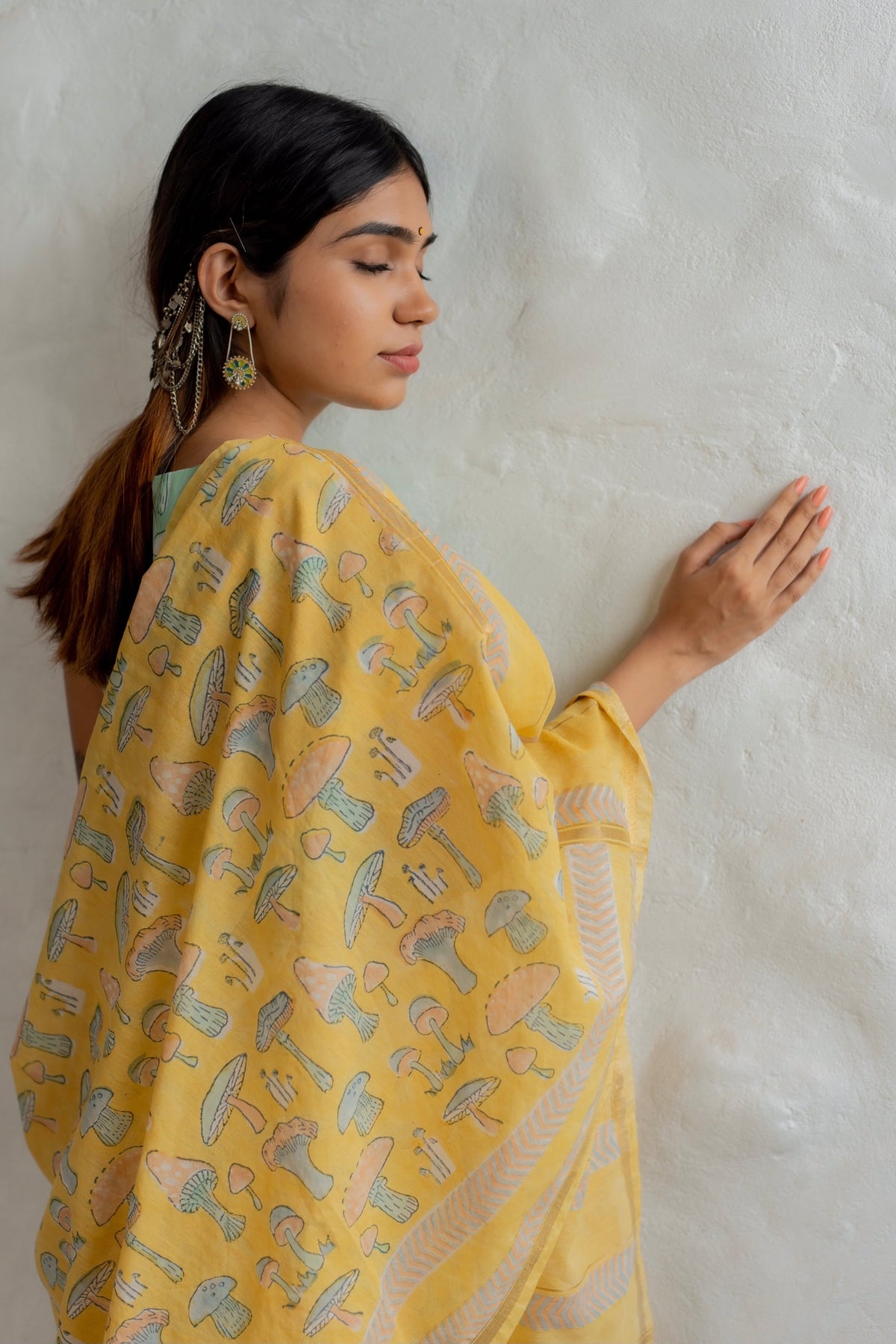 SUNSHINE MUSHROOM - Chanderi Saree