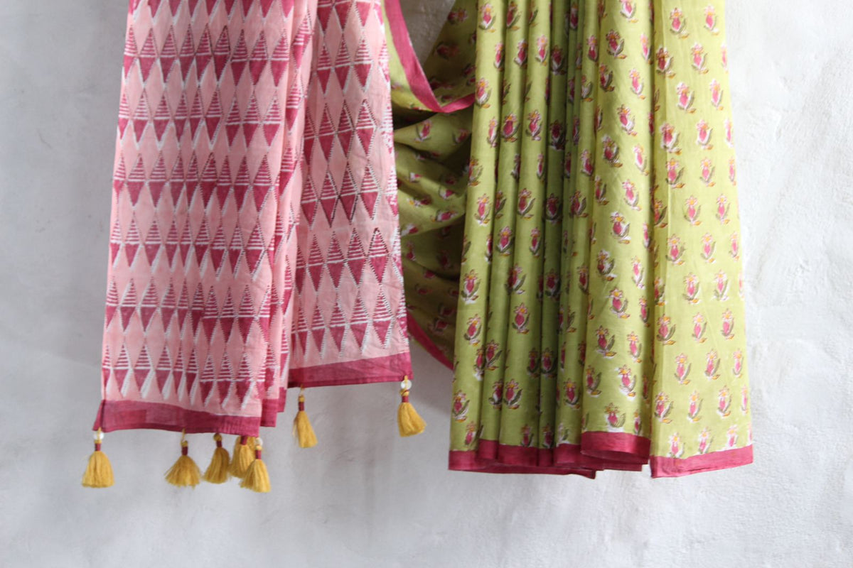 PISTACHIO ANAAR BUTTI - Mul Cotton Saree