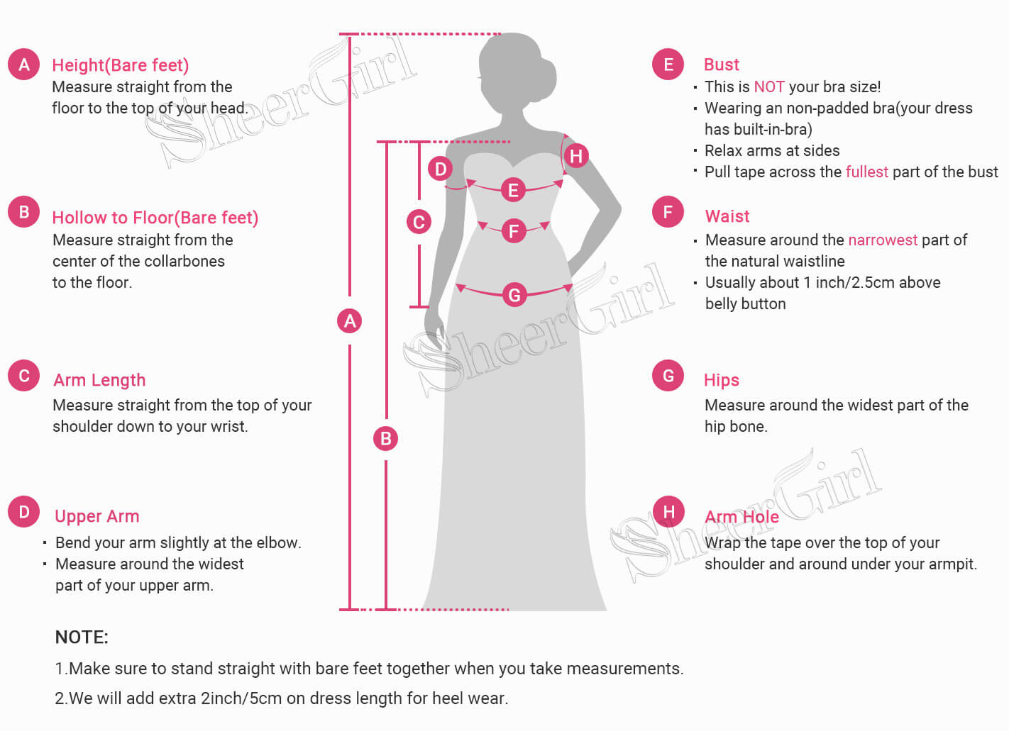 measure guide for dresses