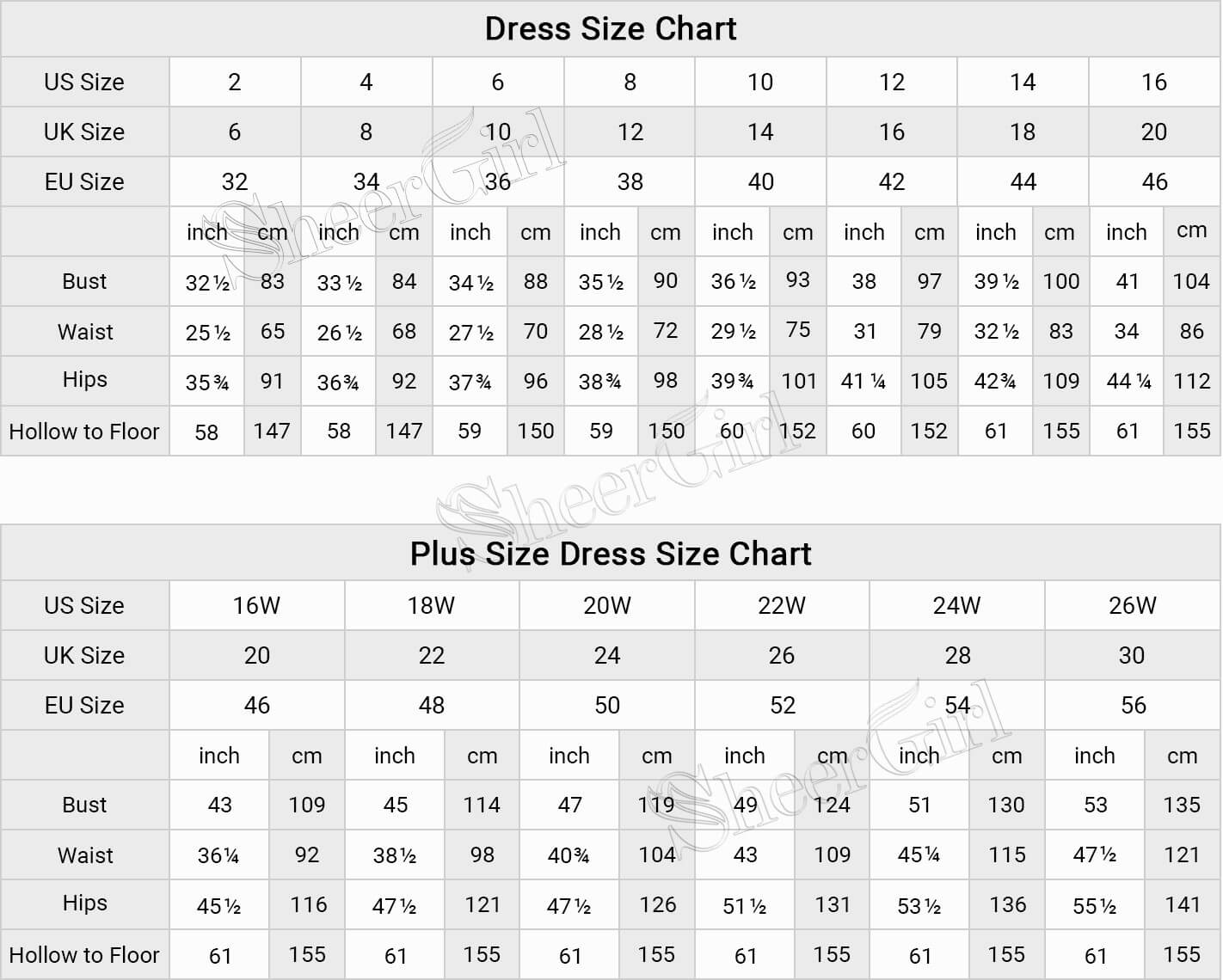 wedding dresses size chart. prom dress size chart.