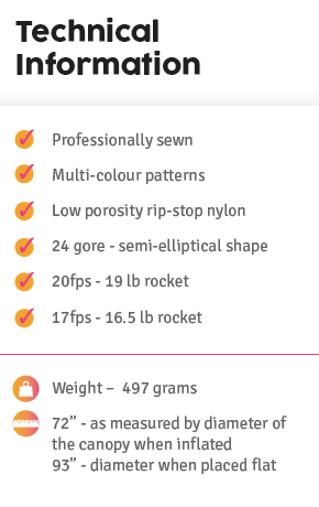 BCC-72 High Power Parachute Specs