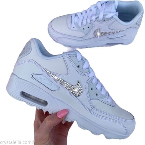 Bling Nike Air Max 90s White | Crystal Customised Crystalella