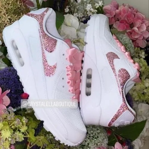 burbuja colección Orbita Nike Air Max 90 in White Wedding Trainers With Crystals Custom Made -  Crystalella