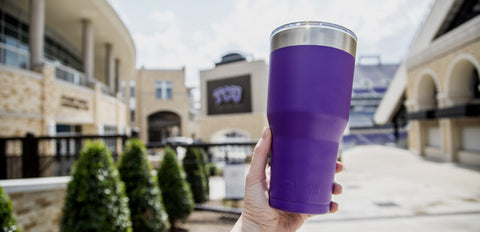 Enjoying a purple Bison Tumbler