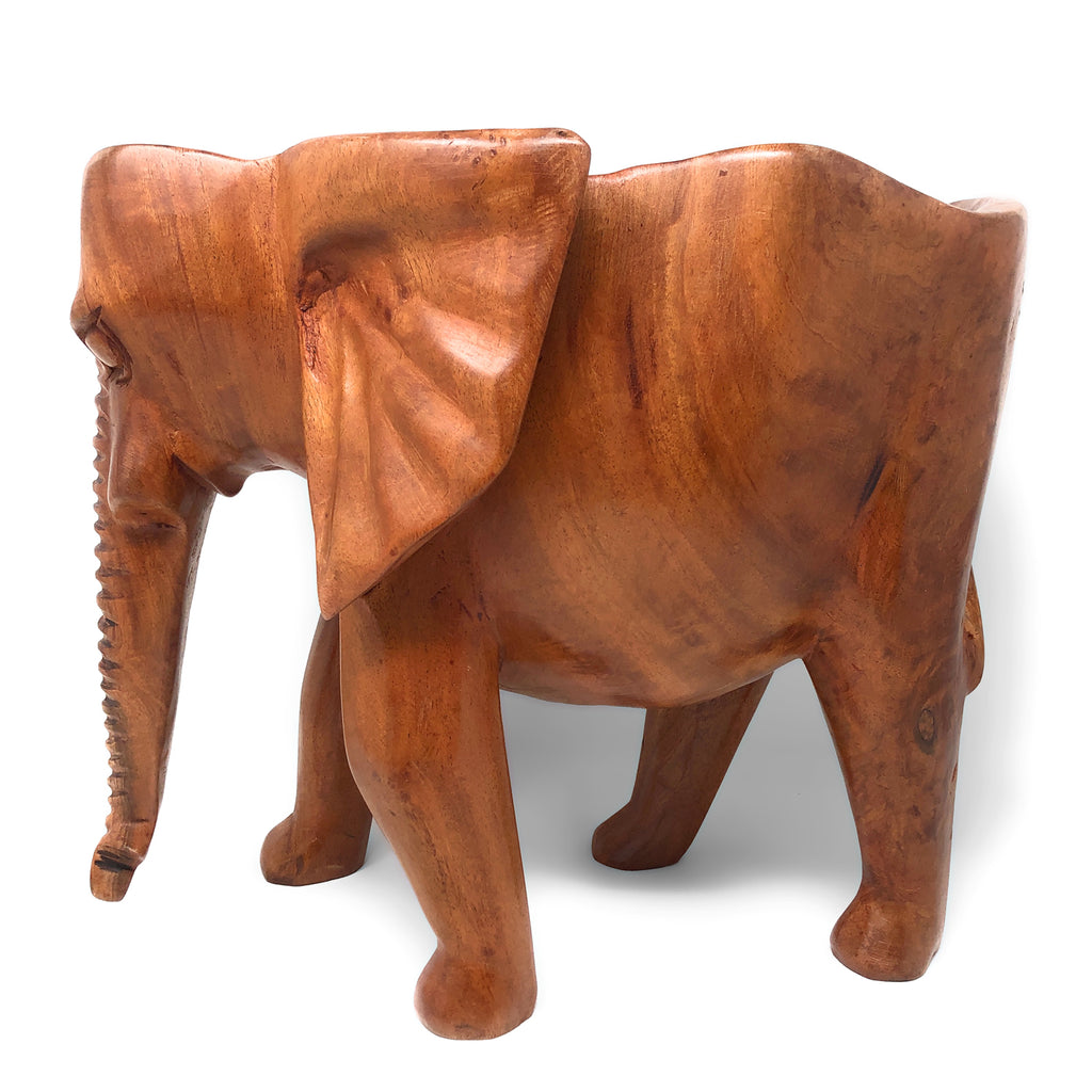 African Hand Carved Mahogany Standing Elephant Bowl from Ghana – The