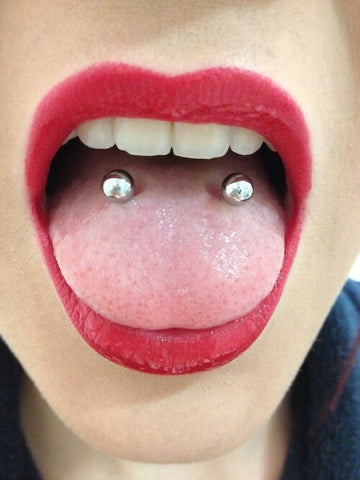 Frown Piercing, Double Tongue Barbell Ideas at MyBodiArt