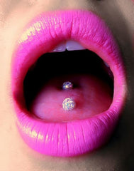 Aurora Borealis Crystal Tongue Barbell Piercing Ideas at MyBodiArt