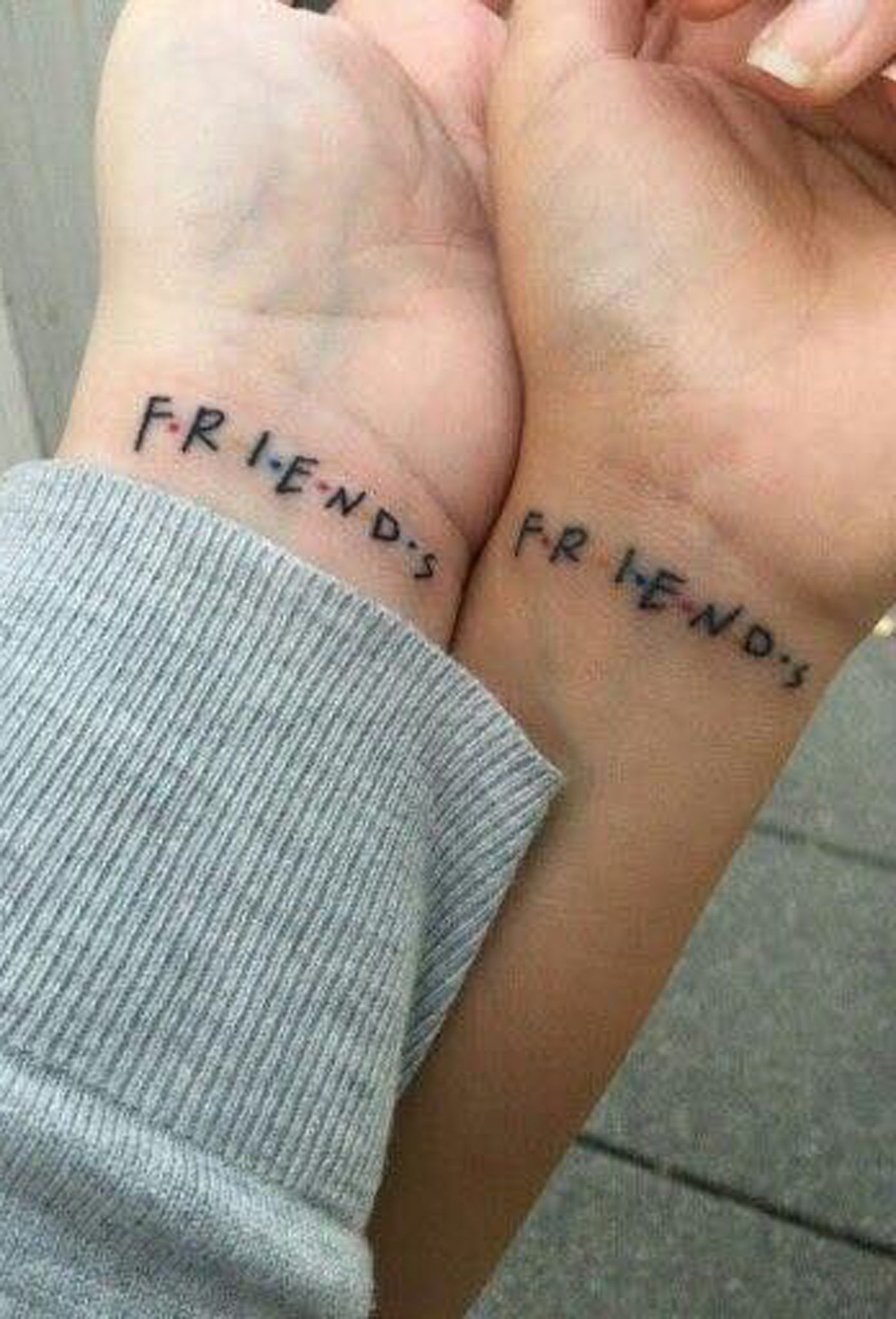 Matching Bestfriend Small Wrist Tattoo Ideas from Friends TV Show - www.MyBodiArt.com 