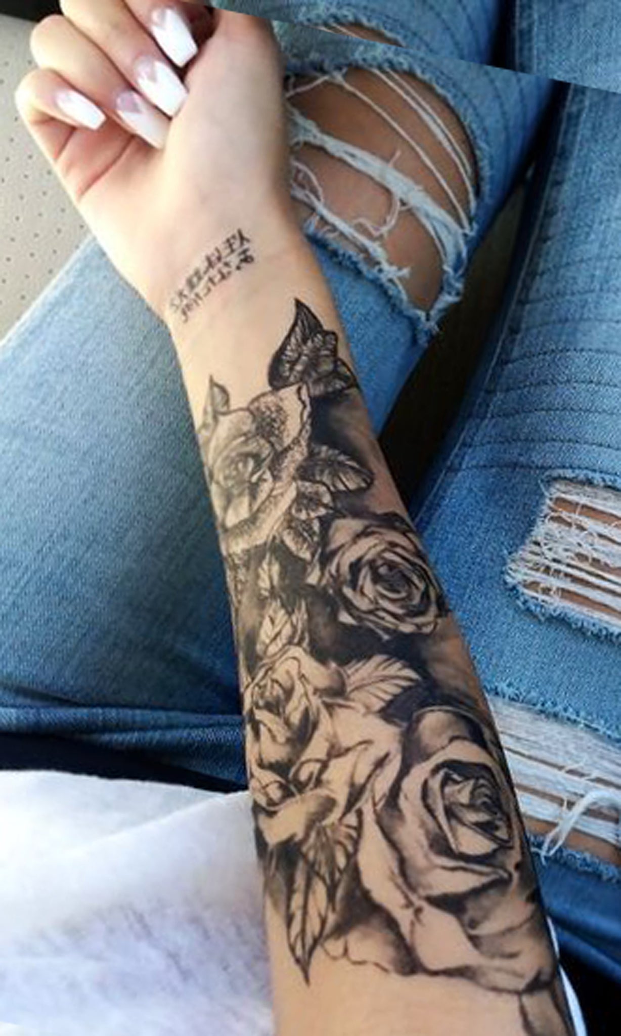 Black Rose Forearm Tattoo Ideas for Women - Realistic Floral Flower Arm Sleeve Tat -  ideas de tatuaje de antebrazo rosa para mujeres - www.MyBodiArt.com