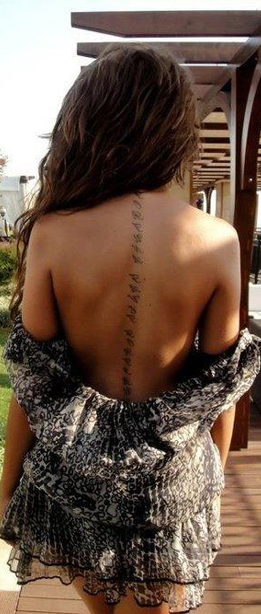 Script Quote Cursive Text Spine Tattoo Ideas for Women - Indian Back Tat - ideas tribales espalda tatuaje para mujeres - www.MyBodiArt.com
