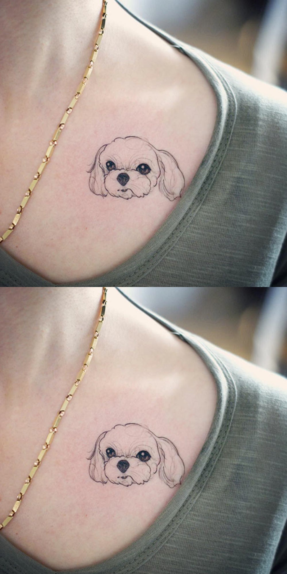 Small Dog Memorial Minimalist Shoulder Tattoo Ideas for Women -  pequeñas ideas minimalistas del tatuaje del hombro del perro - www.MyBodiArt.com