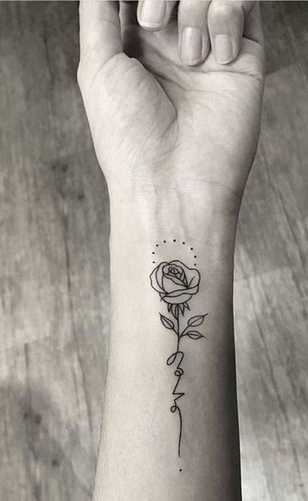 Small Single Black Rose Wrist Tattoo Ideas for Women -  Ideas de tatuaje de flores para mujeres - www.MyBodiArt.com