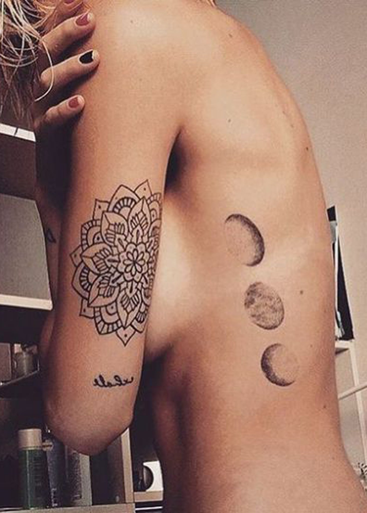 Unique Moon Phases Rib Tattoo Ideas for Women - Geometric Meaningful Mandala Arm Sleeve - www.MyBodiArt.com