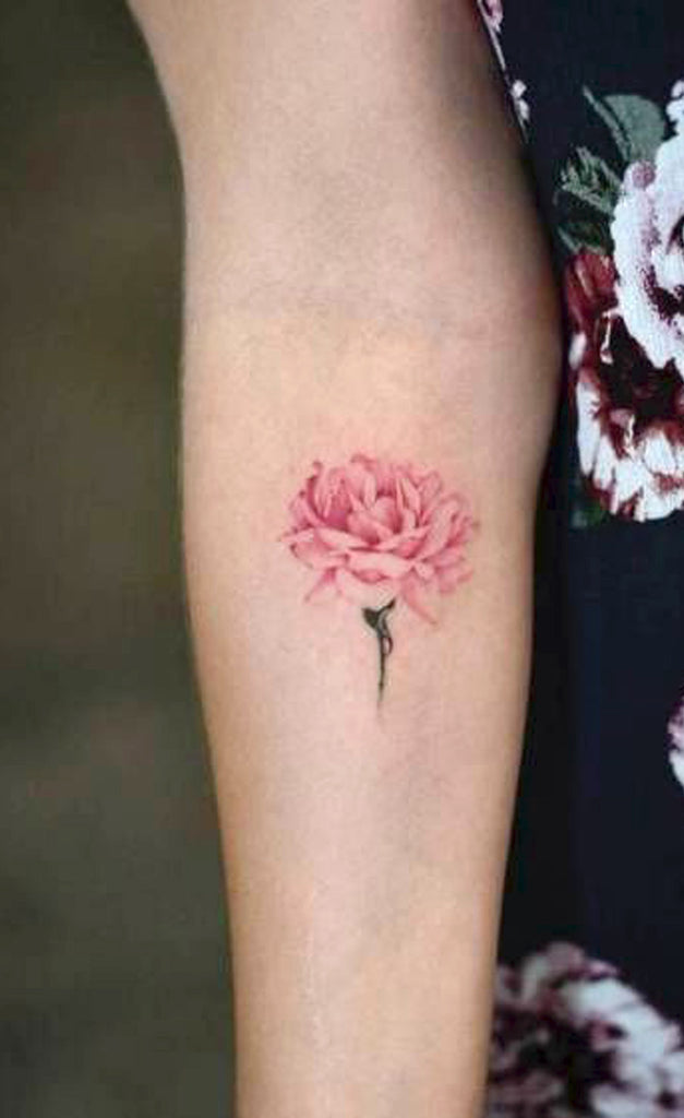 Traditional Watercolor Pink Rose Forearm Tattoo Ideas for Women - www.MyBodiArt.com