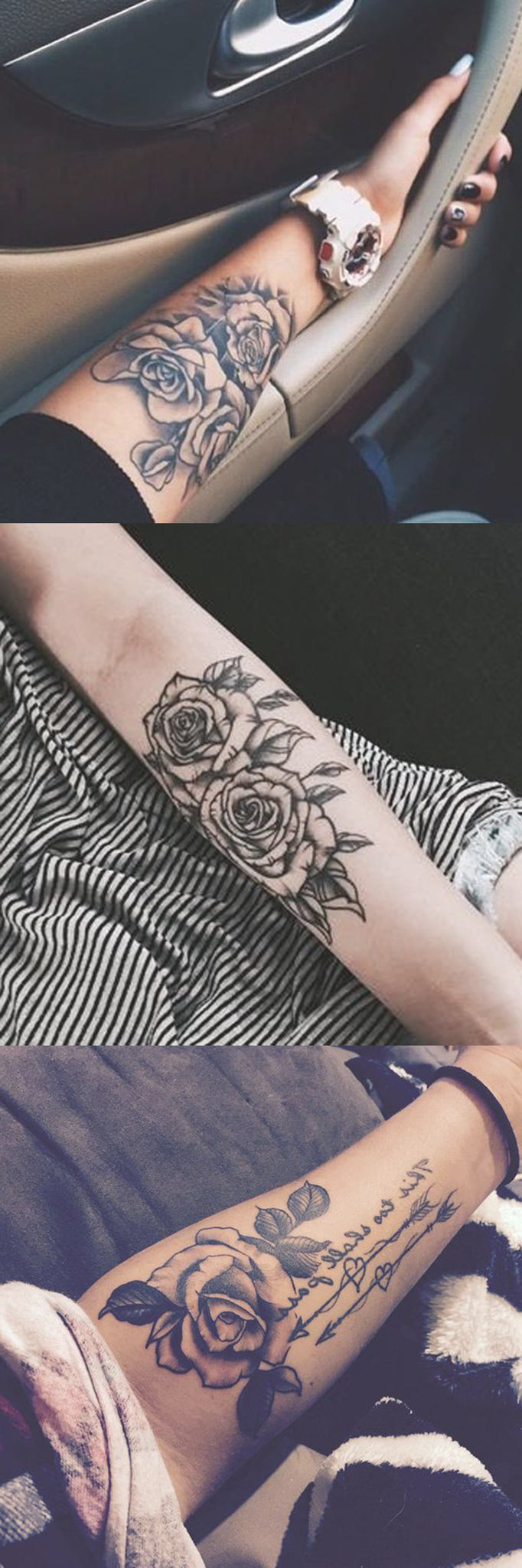 Black Rose Forearm Tattoo Ideas - Girly Realistic Floral Flower Arm Tat - rose arm sleeve tattoo Edit  rose arm sleeve tattoo  tatuaje de la manga del brazo rosa - www.MyBodiArt.com