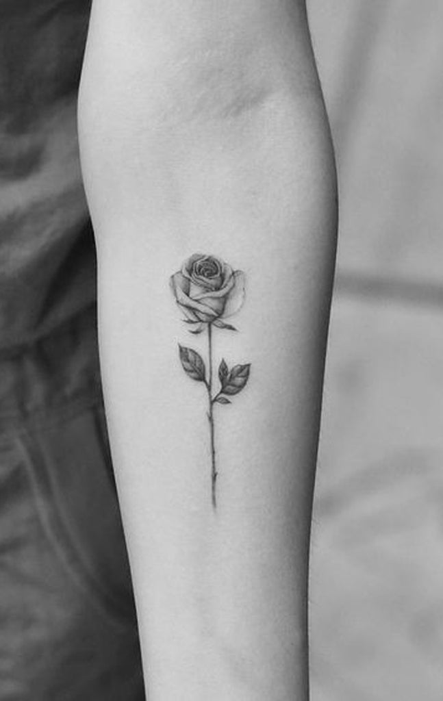 Small Single Black Rose Forearm Tattoo Ideas for Women -  Ideas de tatuaje de flores para mujeres - www.MyBodiArt.com