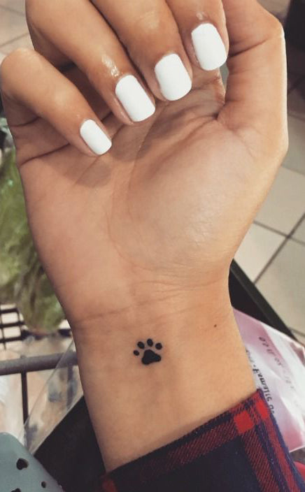 Cute Dog Paw Small Wrist Tattoo Ideas for Women - Small Black Animal Arm Tatouage - Ideas Del Tatuaje - www.MyBodiArt.com