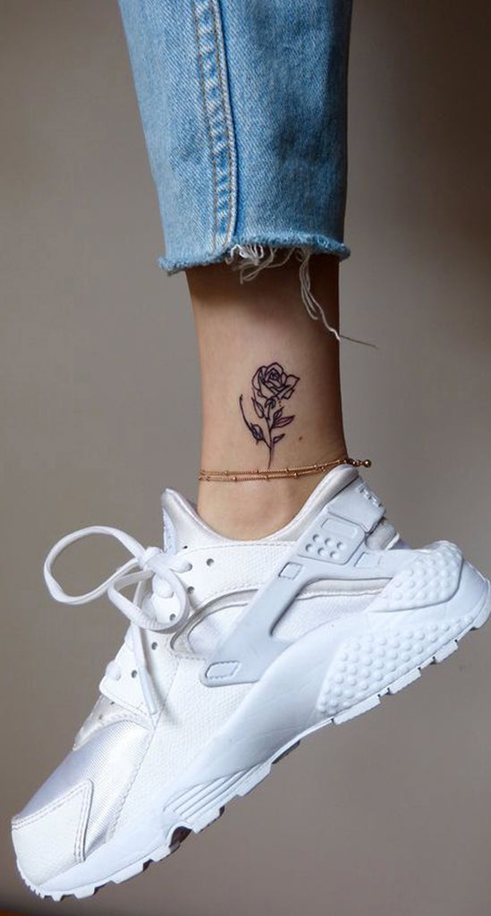 Realistic Small  Rose Ankle Tattoo Ideas for Women - Pretty Cute Flower Leg Tat - pequeñas ideas de tatuaje de pierna de rosa para las mujeres - www.MyBodiArt.com