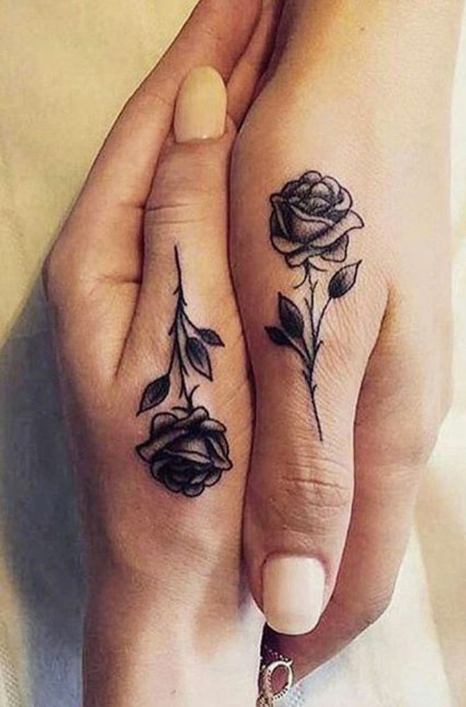 Cool Unique Black Single Rose Finger Hand Tattoo Ideas for Women -  Ideas de tatuaje de flores para mujeres - www.MyBodiArt.com
