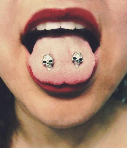 Frown Piercing with Skull Tongue Jewelry Ideas at MyBodiArt