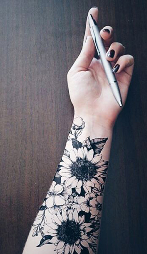 Sunflower Temporary Tattoo - MyBodiArt.com