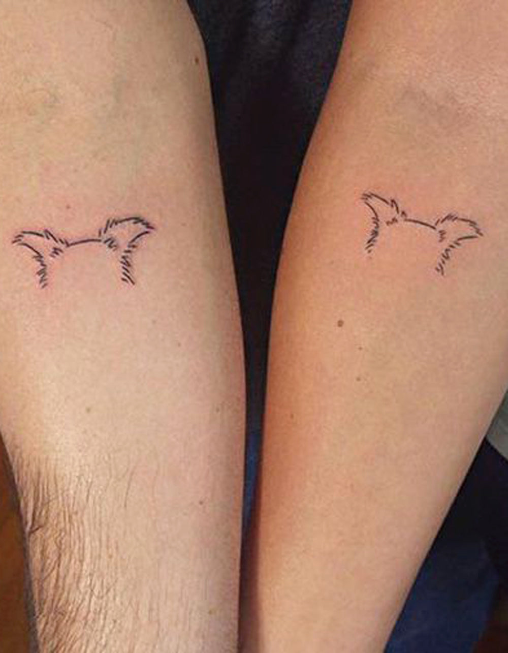 Matching Couple Dog Outline Ears Forearm Tattoo Ideas for Best Friends Small Minimal -  ideas de tatuaje de antebrazo de contorno de perro coincidentes - www.MyBodiArt.com 