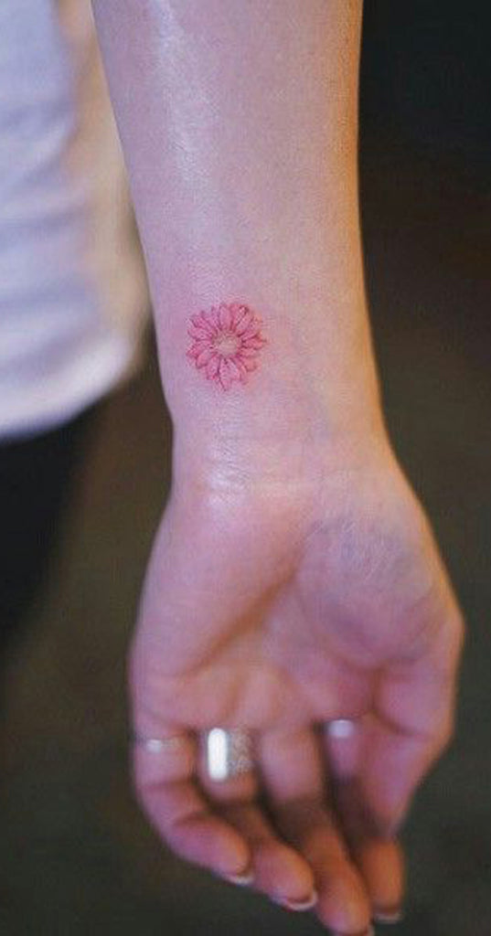 Small Tiny Watercolor Rose Floral Flower Pink Tattoo Ideas for Women -  ideas del tatuaje de la flor floral de la acuarela para las mujeres - www.MyBodiArt.com