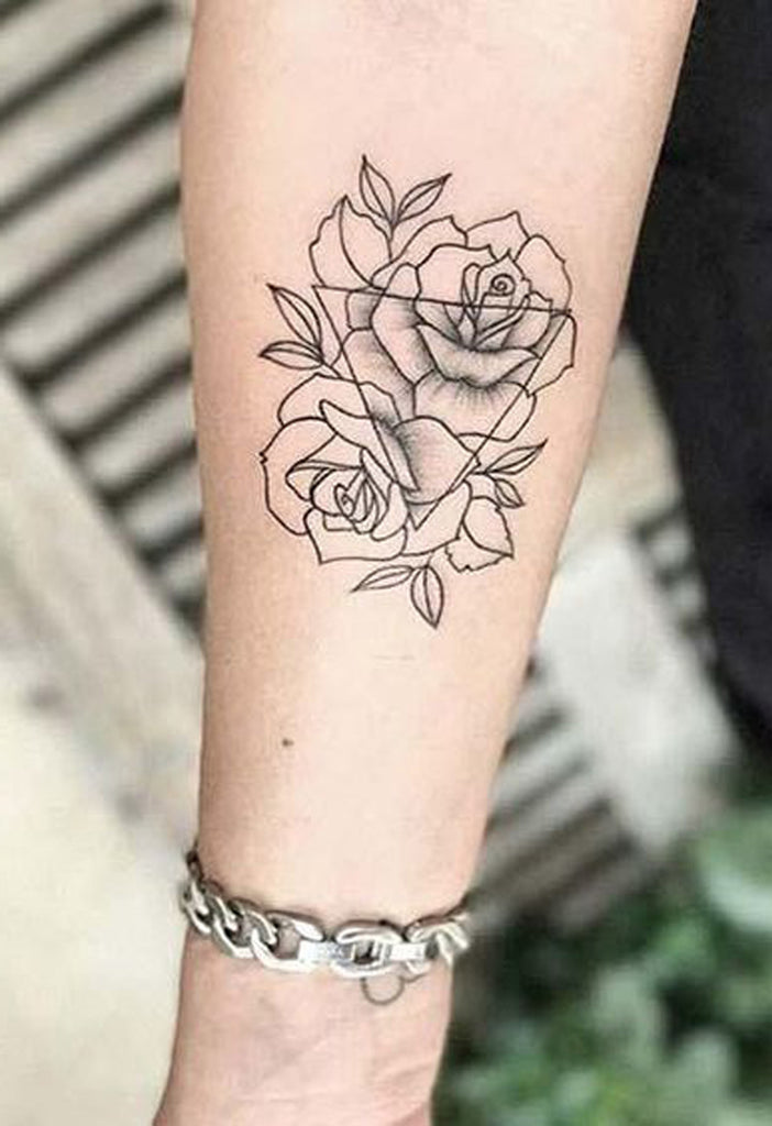 Black Rose Outline Forearm Tattoo Ideas for Women - Acuarela rosa flor tatuaje ideas para mujeres - www.MyBodIArt.com