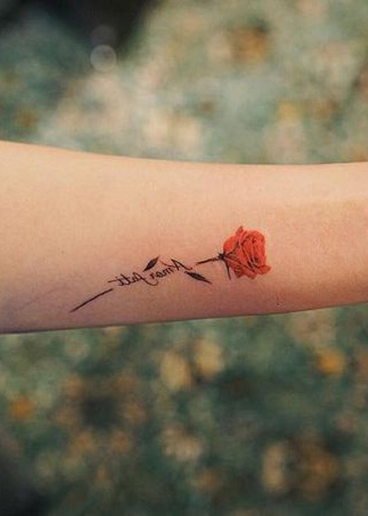 Cute Red Watercolor Rose Floral Flower Tattoo Ideas for Women -  Ideas de tatuaje de flores para mujeres - www.MyBodiArt.com