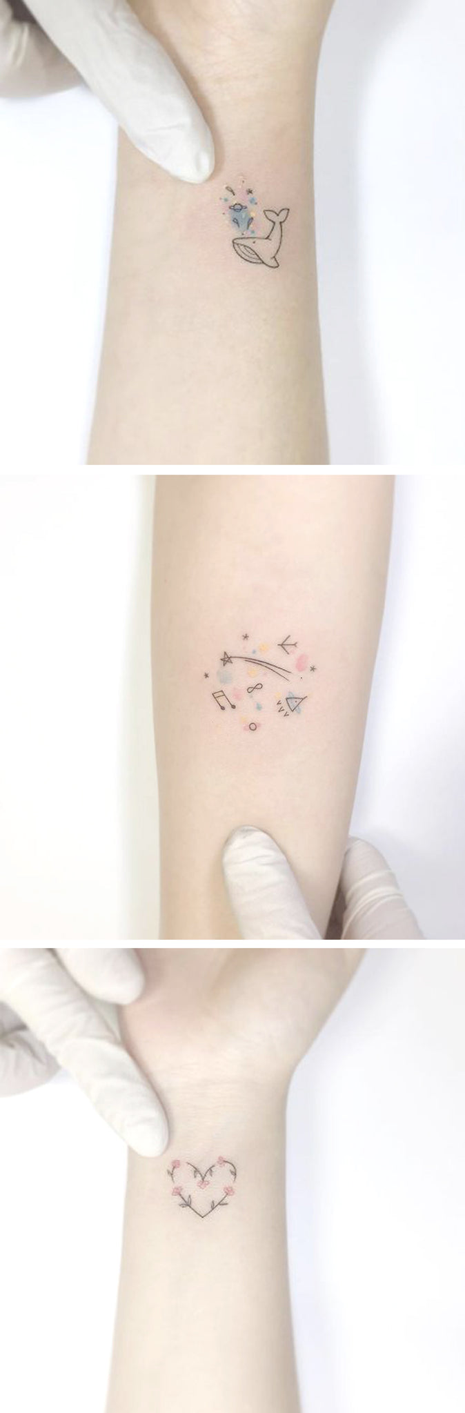 Small Cute Watercolor Tattoo Ideas - Wrist Tatouage Floral Flower Heart - Minimalistic Ideas Del Tatuaje - www.MyBodiArt.com 