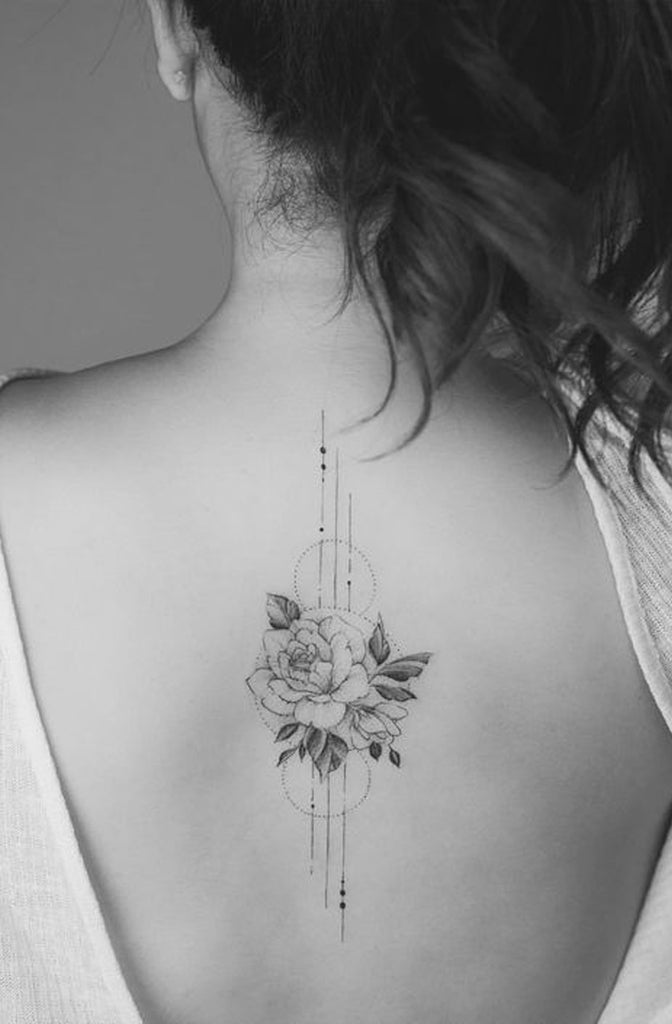 Delicate Rose Floral Flower Geometric Tattoo Ideas for Women -  Ideas de tatuaje de flores para mujeres - www.MyBodiArt.com