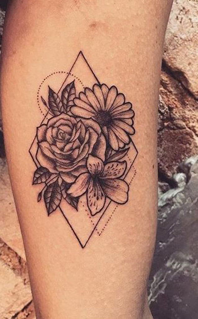 Beautiful Sunflower Geometric Triangle Forearm Tattoo Ideas for Women -  Ideas de tatuaje de flores para mujeres - www.MyBodiArt.com