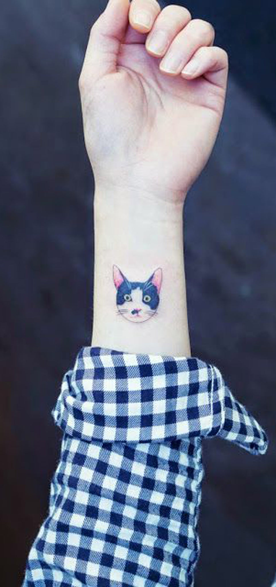 Realistic Traditional Black and White Wrist Tattoo Ideas for Women - Cute Kitty Inner Arm Tat - www.MyBodiArt.com