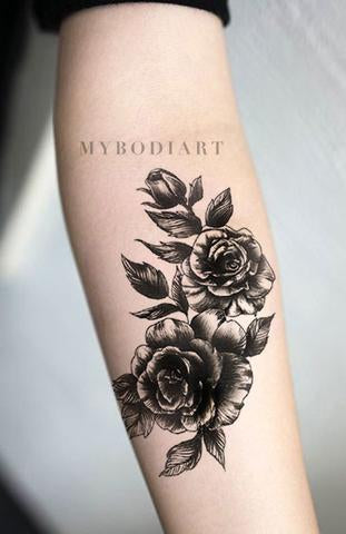 Vintage Rose Forearm Tattoo Ideas for Women - Cool Realistic Black Floral Flower Arm Tat - ideas vintage negro tatuaje de antebrazo para las mujeres - www.MyBodiArt.com #tattoos