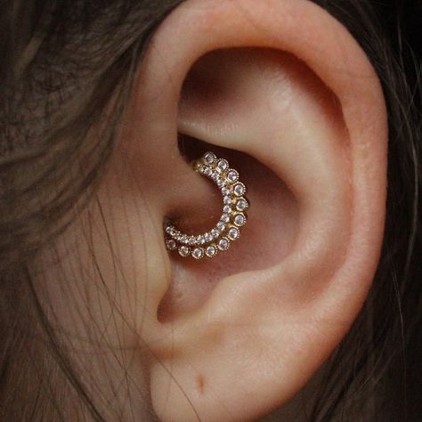 Daith Piercing Jewelry Ideas at MyBodiArt with Crystal Fan 16G Clicker