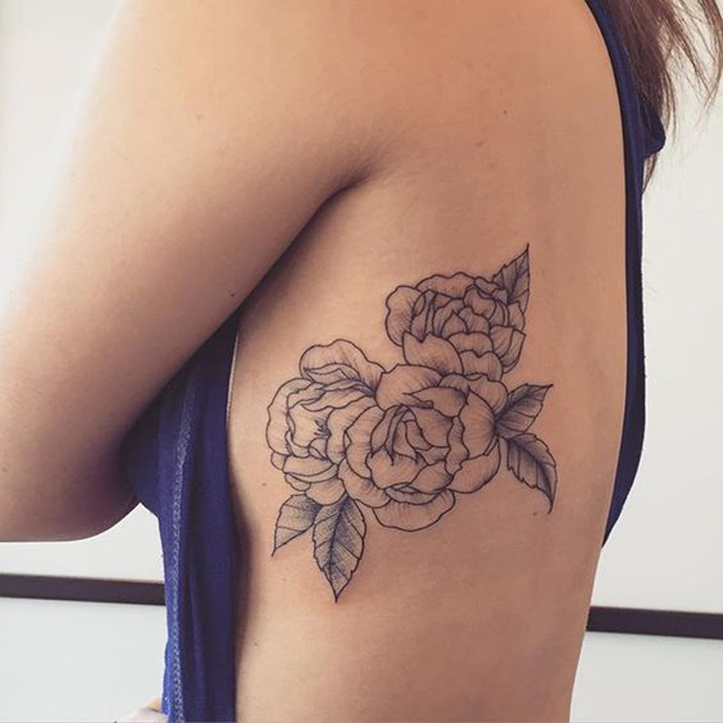 Black Floral Tattoo - MyBodiArt