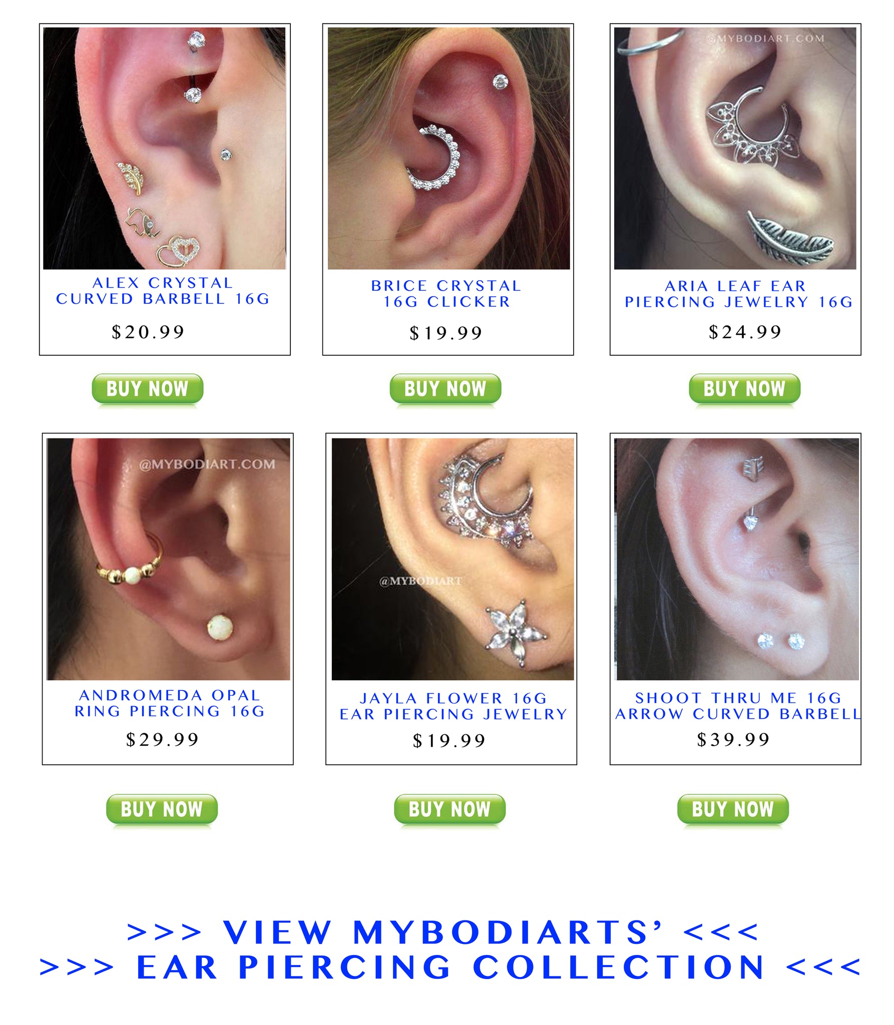 Trending Ear Piercing Jewelry at MyBodiArt.com 