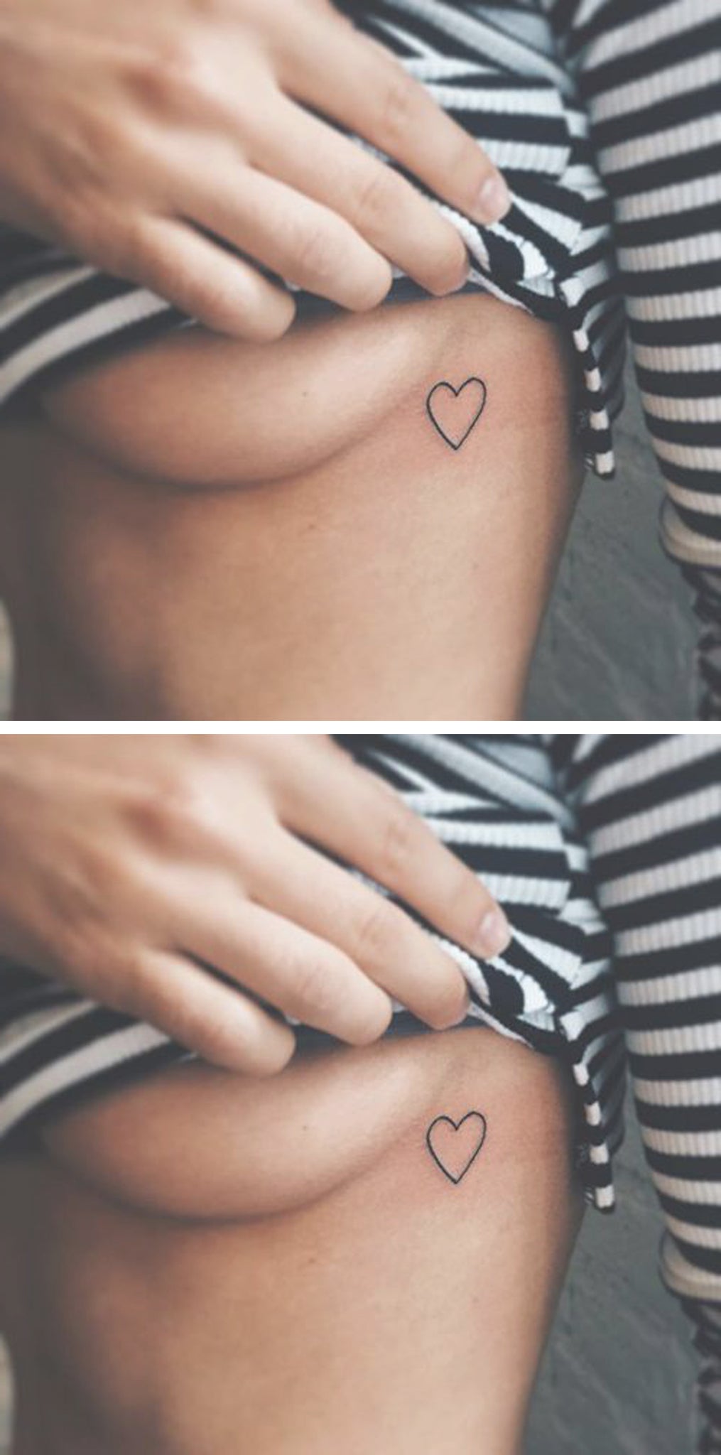 Simple Minimal Black & White Heart Rib Tattoo Ideas for Women -  ideas mínimas del tatuaje-  www.MyBodiArt.com