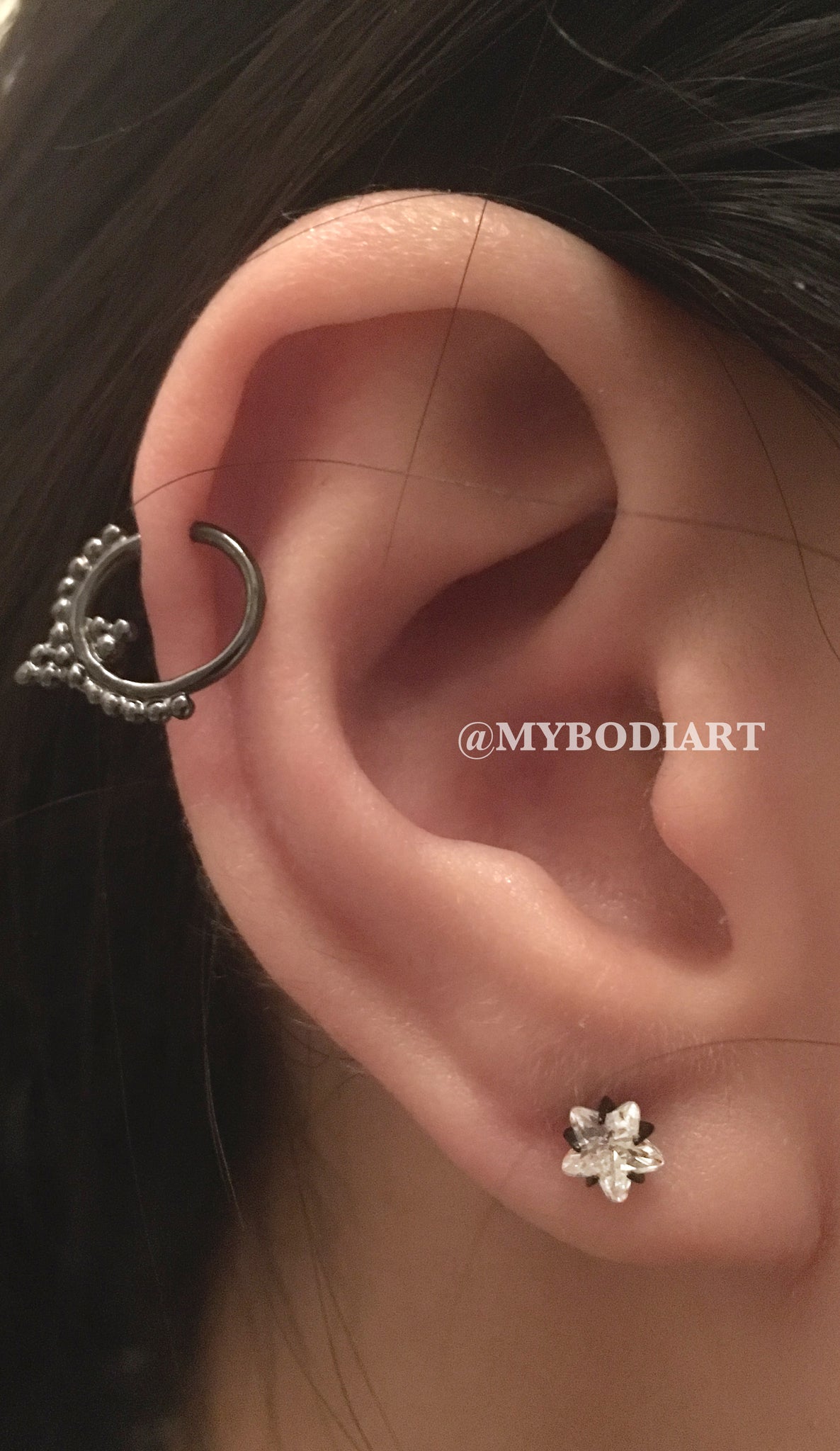 Simple Ear Piercing Ideas Cartilage Ring Hoop Star Earring Stud - www.MyBodiArt.com