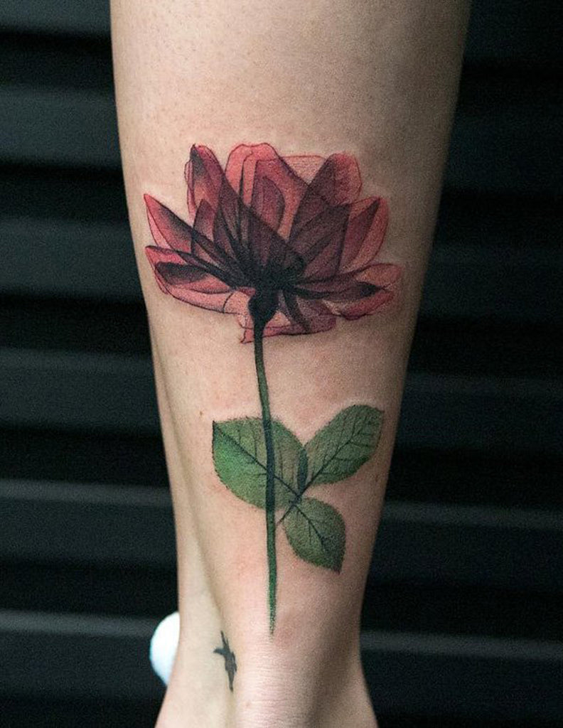 X Ray Flower Tattoo for Women - Ankle Calf Leg - MyBodiArt.com