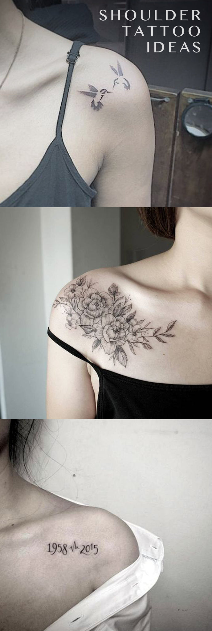 Small Delicate Shoulder Blade Tattoo Ideas for Women - Floral Flower Ideas Del Tatuaje - Sparrow Tatouage - Marriage Birthdate Idéias de tatuagem - www.MyBodiArt.com