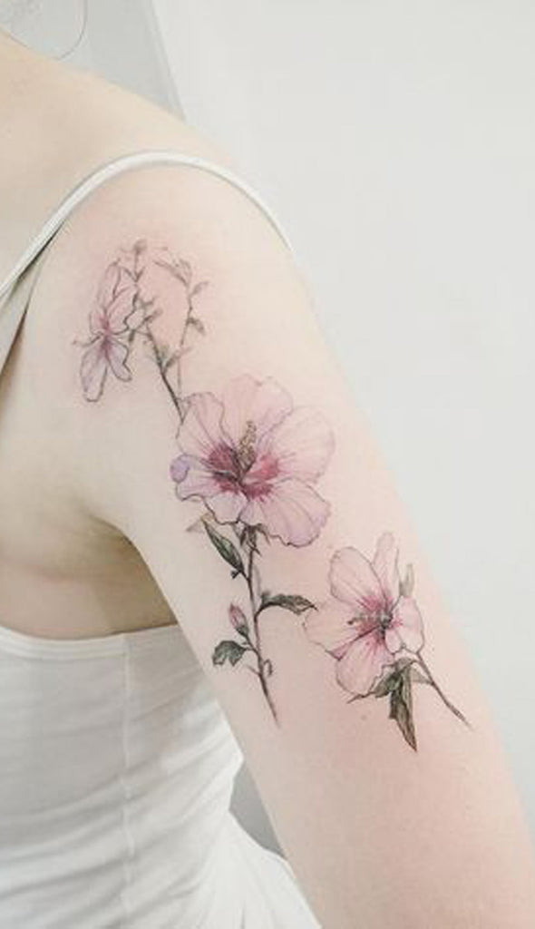 Pretty Floral Flower Shoulder Tattoo Ideas for Women - www.MyBodiArt.com 