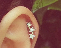 Triple Star Cartilage Piercing Jewelry at MyBodiArt