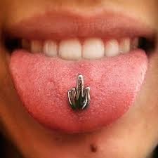 Middle Finger FU Tongue Piercing Ideas at MyBodiArt