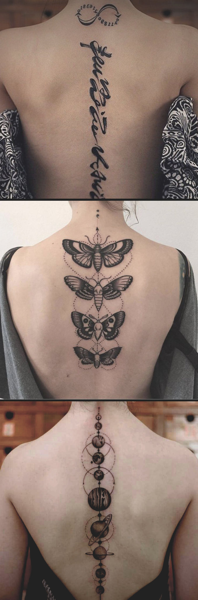 Quote Script Spine Tattoo Ideas for Women - Feminine Butterfly Back Tat - Moon Idées de tatouage mignon pour les femmes - www.MyBodiart.com