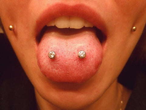 Crystal Double Tongue Piercing Ideas at MyBodiArt